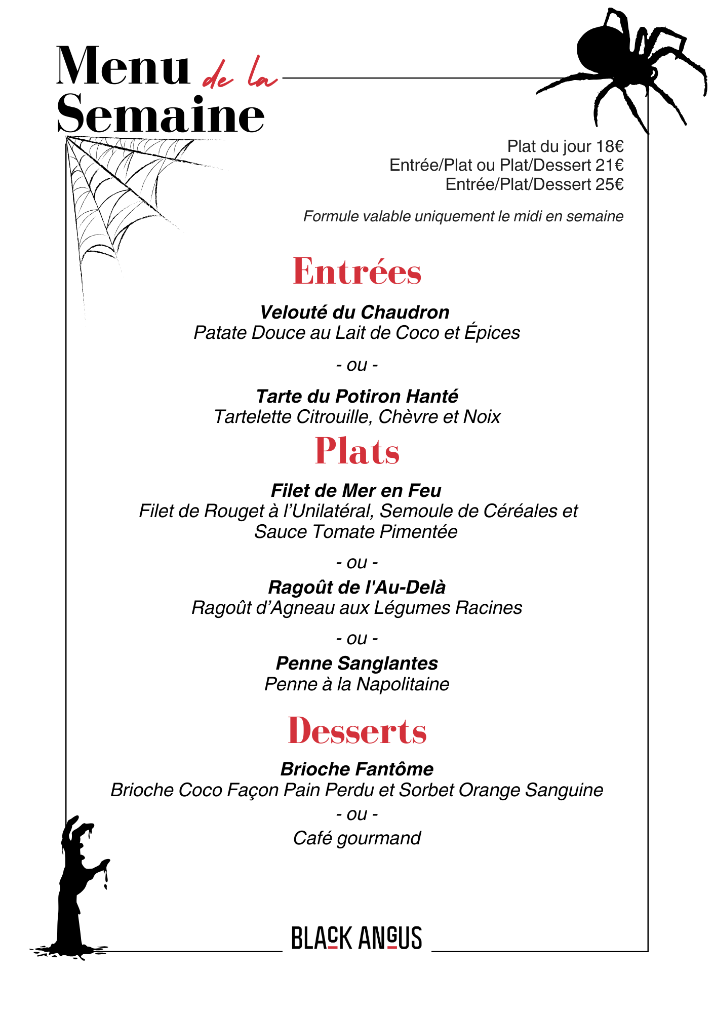 Menu Halloween Black Angus